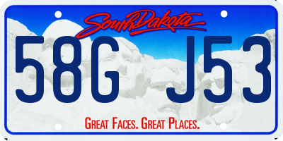 SD license plate 58GJ53