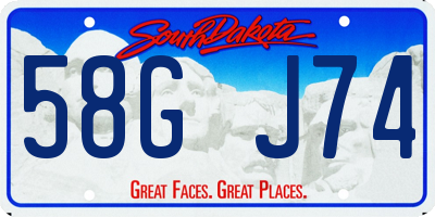 SD license plate 58GJ74