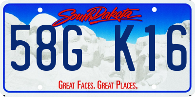 SD license plate 58GK16