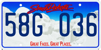 SD license plate 58GO36