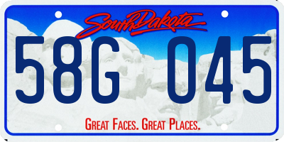 SD license plate 58GO45