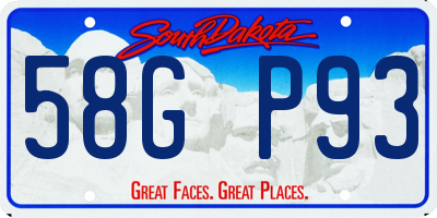 SD license plate 58GP93
