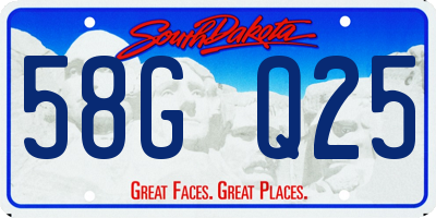 SD license plate 58GQ25