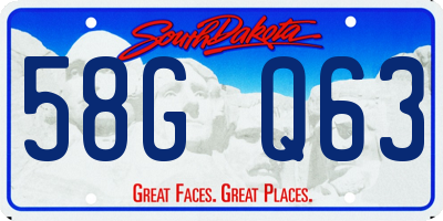 SD license plate 58GQ63