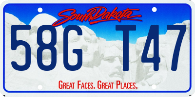 SD license plate 58GT47