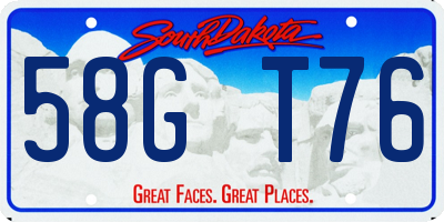 SD license plate 58GT76