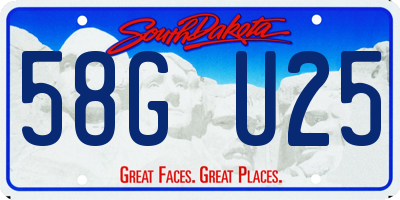 SD license plate 58GU25