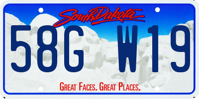 SD license plate 58GW19