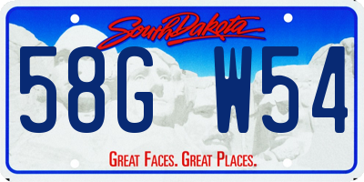 SD license plate 58GW54