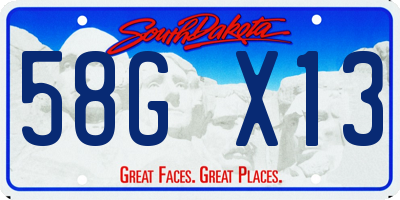 SD license plate 58GX13