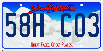 SD license plate 58HC03