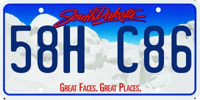 SD license plate 58HC86