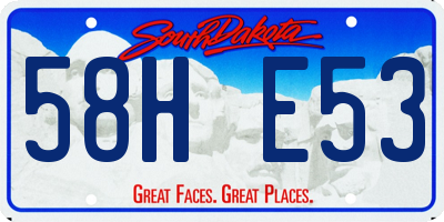 SD license plate 58HE53