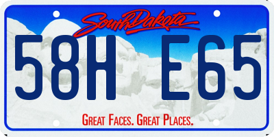 SD license plate 58HE65