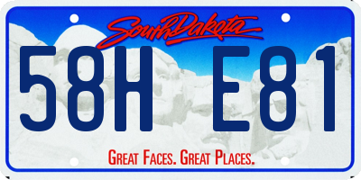 SD license plate 58HE81