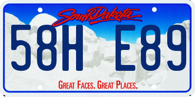SD license plate 58HE89