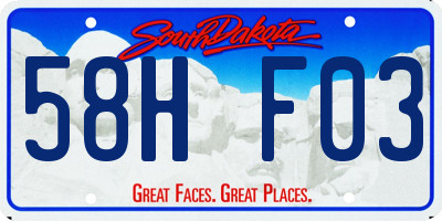 SD license plate 58HF03