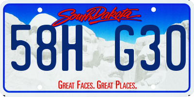 SD license plate 58HG30