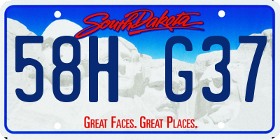 SD license plate 58HG37