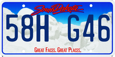 SD license plate 58HG46