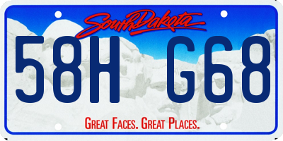 SD license plate 58HG68