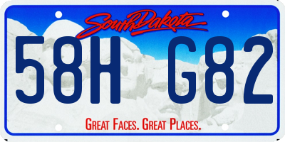 SD license plate 58HG82