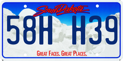 SD license plate 58HH39