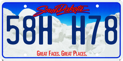 SD license plate 58HH78