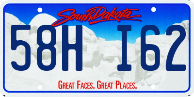 SD license plate 58HI62
