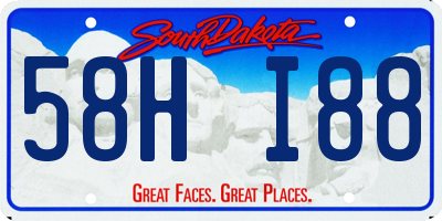 SD license plate 58HI88