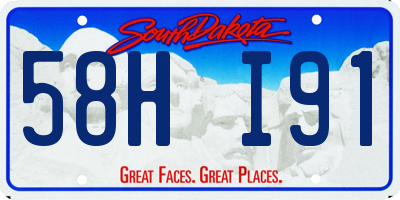SD license plate 58HI91