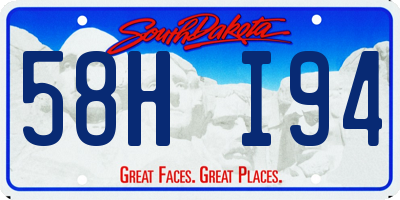 SD license plate 58HI94
