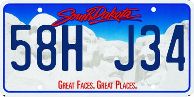 SD license plate 58HJ34