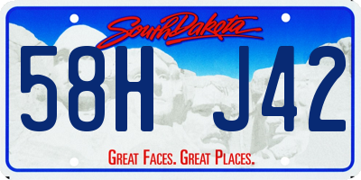 SD license plate 58HJ42
