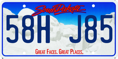 SD license plate 58HJ85