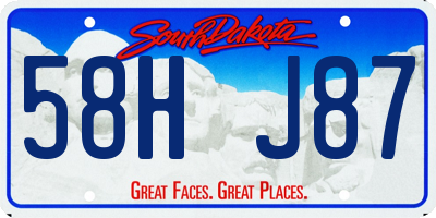 SD license plate 58HJ87