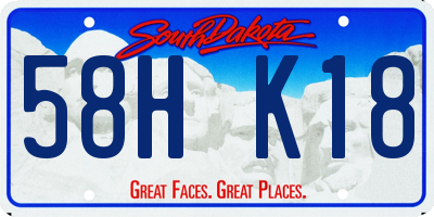 SD license plate 58HK18