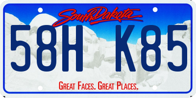 SD license plate 58HK85