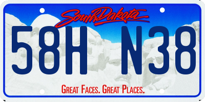 SD license plate 58HN38