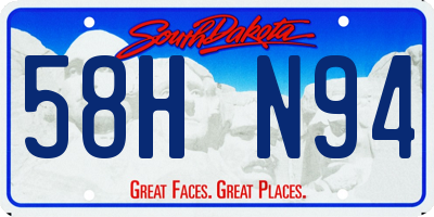 SD license plate 58HN94
