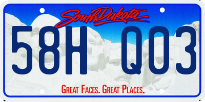 SD license plate 58HQ03
