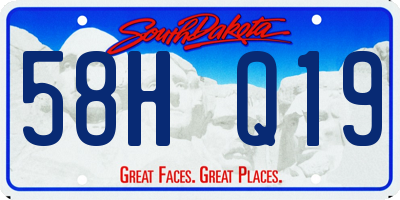 SD license plate 58HQ19