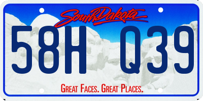 SD license plate 58HQ39