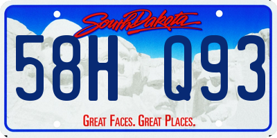 SD license plate 58HQ93