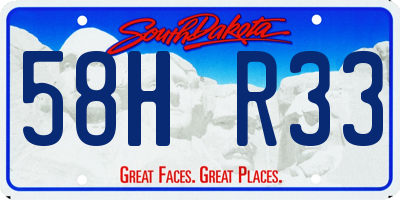 SD license plate 58HR33