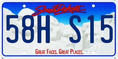 SD license plate 58HS15