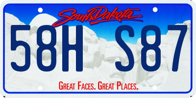 SD license plate 58HS87