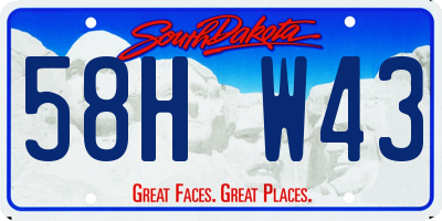 SD license plate 58HW43