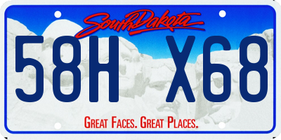 SD license plate 58HX68