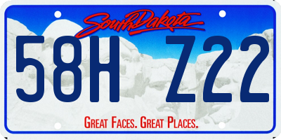 SD license plate 58HZ22